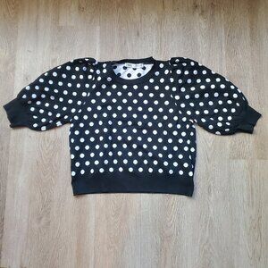 Polka Dot Sweater with Puffed Sleeves